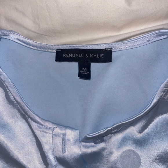 Kendall and Kylie Baby Blue Satin Crop Top - Picture 2 of 3